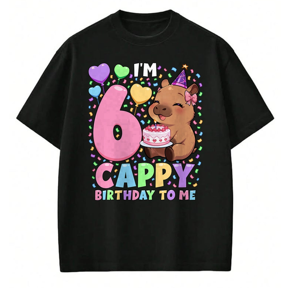 Cute Capybara Shirt, Funny Capybara UnisexT-Shirt/Hoodie/Sweatshirt HLT00 - Capybara Birthday Shirt 6 Kawaii Girl Capybara 6th Birthday T-Shirt