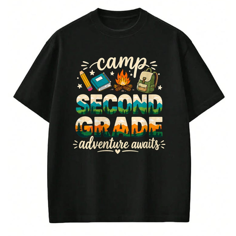 Funny Camping Shirt, Gift For Camping Lover Unisex T-Shirt/Hoodie/Sweatshirt HLT00 - Camp Second Grade Adventure Awaits Girl Teacher Boy Kids T-Shirt