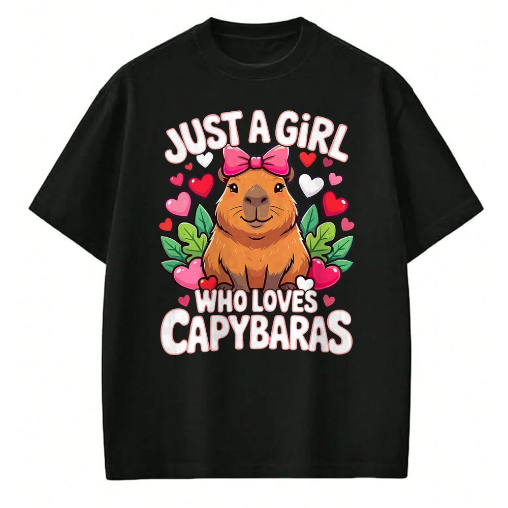 Cute Capybara Shirt, Funny Capybara Unisex T-Shirt/Hoodie/Sweatshirt HLT00 - Capybara Cute Just a Girl who Loves Capybaras T-Shirt (1)