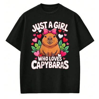 Cute Capybara Shirt, Funny Capybara Unisex T-Shirt/Hoodie/Sweatshirt HLT00 - Capybara Cute Just a Girl who Loves Capybaras T-Shirt (1)
