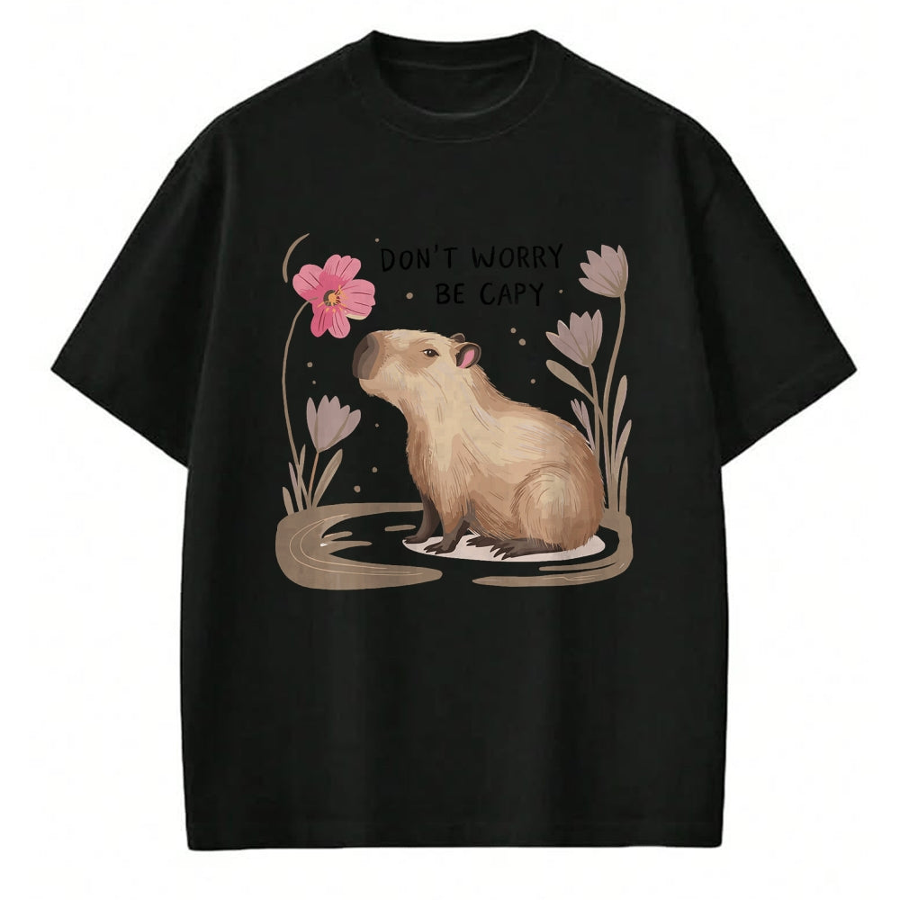 Cute Capybara Shirt, Funny Capybara Unisex T-Shirt/Hoodie/Sweatshirt HLT00 - Cute Dont Worry Be Capy Capybara Girls Boys Kids Youth Women T-Shirt