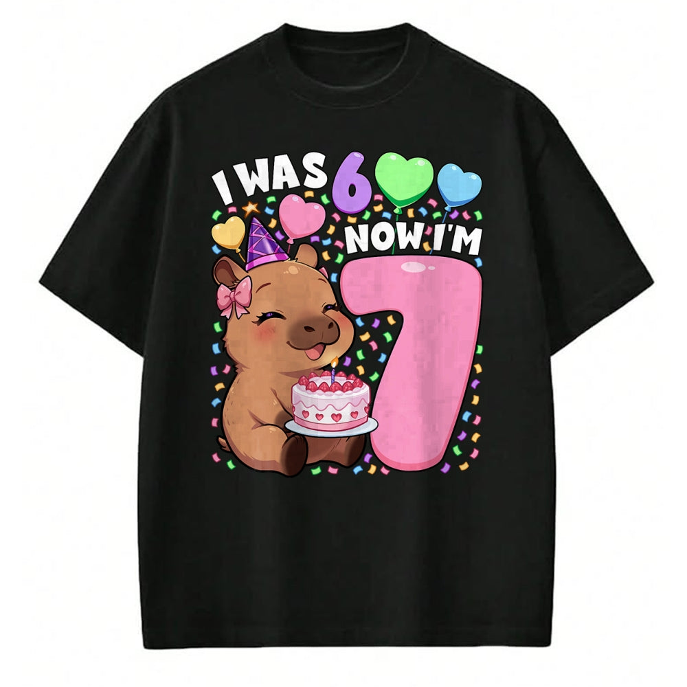 Cute Capybara Shirt, Funny Capybara Unisex T-Shirt/Hoodie/Sweatshirt HLT00 - I was 6 Now I_m 7 Shirt  Kawaii 7th Capybara 67 Birthday T-Shirt