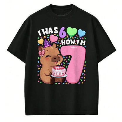 Cute Capybara Shirt, Funny Capybara Unisex T-Shirt/Hoodie/Sweatshirt HLT00 - I was 6 Now I_m 7 Shirt  Kawaii 7th Capybara 67 Birthday T-Shirt