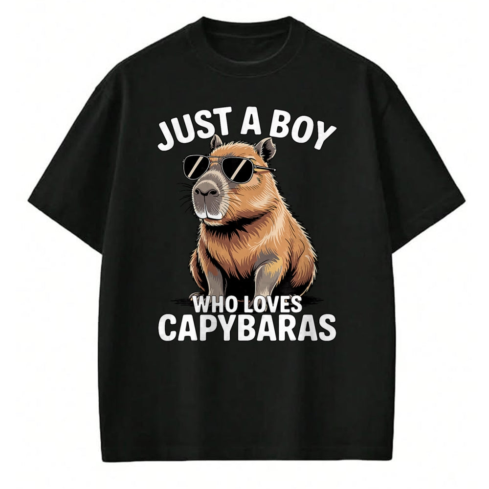 Cute Capybara Shirt, Funny Capybara Unisex T-Shirt/Hoodie/Sweatshirt HLT00 - Just a Boy who Loves Capybaras T-Shirt (1)