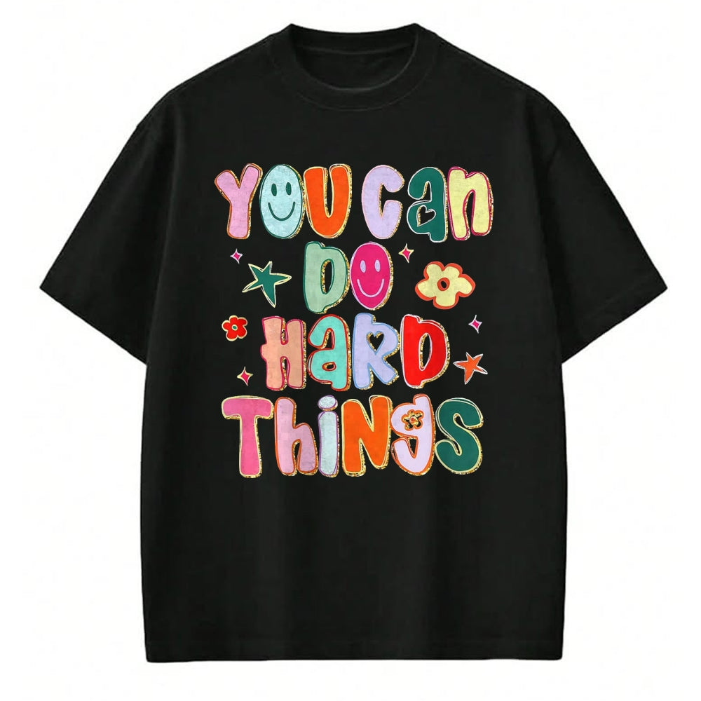Best Student Shirt, Funny Back To School UnisexT-Shirt/Hoodie/Sweatshirt HLT00 - You Can Do Hard Things First Day of School Back to School T-Shirt, Men, Black, Small