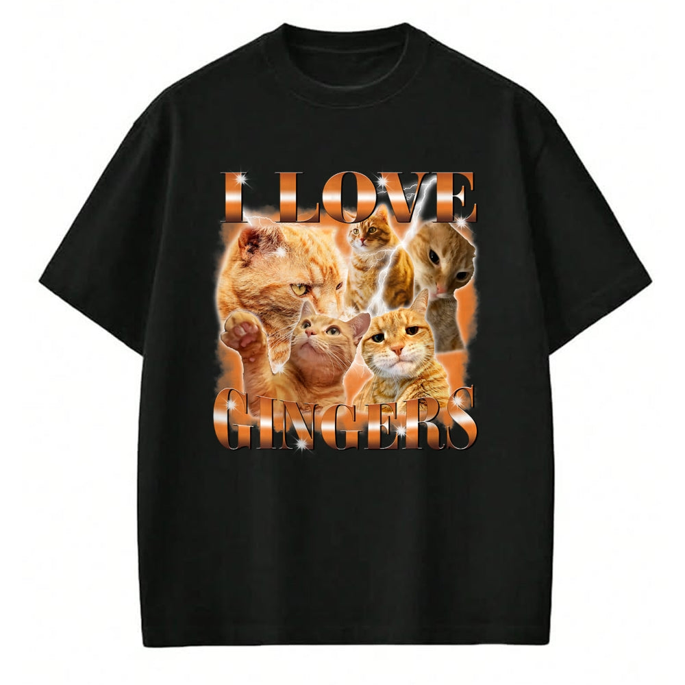 Cat Love Shirt, Funny Cat Lover Gift UnisexT-Shirt/Hoodie/Sweatshirt HLT00 - I Love Gingers Funny Orange Cat Cat Meme Kitty Cat Lovers T-Shirt