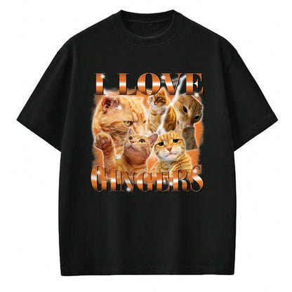 Cat Love Shirt, Funny Cat Lover Gift UnisexT-Shirt/Hoodie/Sweatshirt HLT00 - I Love Gingers Funny Orange Cat Cat Meme Kitty Cat Lovers T-Shirt