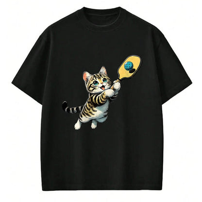 Funny Pickleball Shirt, Pickleball Lover Unisex T-Shirt/Hoodie/Sweatshirt HLT00 - Funny Kitten Playing Pickleball Cute Cat Pickleball Player T-Shirt