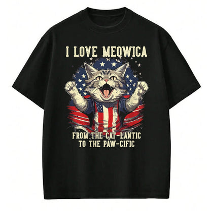 Cat Love Shirt, Funny Cat Lover Gift T-Shirt/Hoodie/Sweatshirt HLT00 - 4th July Cat Lover, I Love Meowica Patriotic Funny Happy Cat T-Shirt
