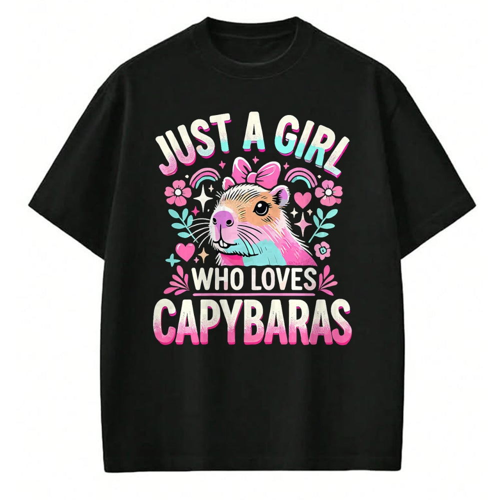 Cute Capybara Shirt, Funny Capybara Unisex T-Shirt/Hoodie/Sweatshirt HLT00 - Capybara Just a Girl who loves Capybaras T-Shirt (3)