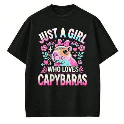 Cute Capybara Shirt, Funny Capybara Unisex T-Shirt/Hoodie/Sweatshirt HLT00 - Capybara Just a Girl who loves Capybaras T-Shirt (3)