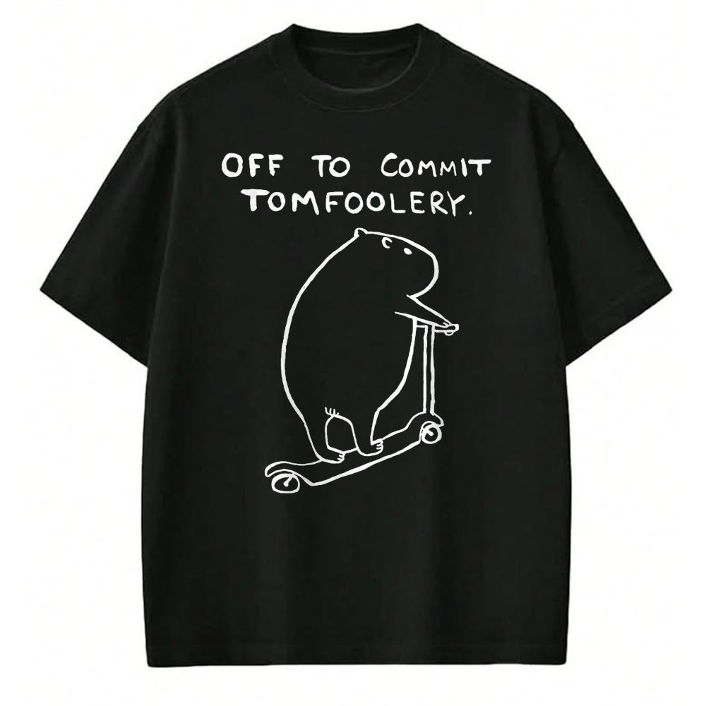 Cute Capybara Shirt, Funny Capybara Unisex T-Shirt/Hoodie/Sweatshirt HLT00 - Capybara Off to Commit Tomfoolery T-Shirt