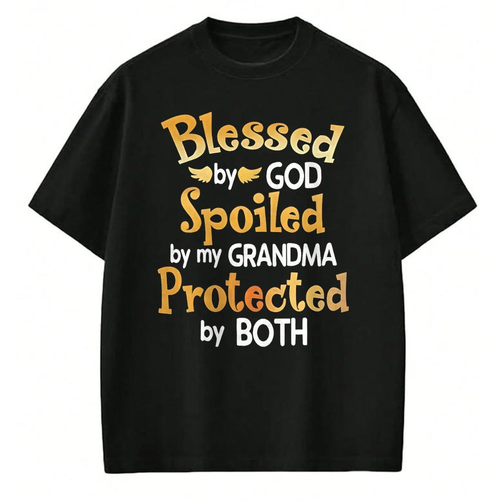 Best Grandma Shirt, Proud Grandma Unisex T-Shirt/Hoodie/Sweatshirt HLT00 - Blessed By God Spoiled By My Grandma Grandson Granddaughter T-Shirt (1)