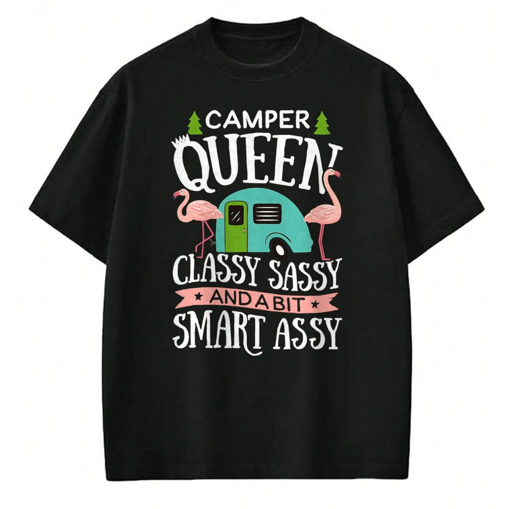 Funny Camping Shirt, Gift For Camping Lover Unisex T-Shirt/Hoodie/Sweatshirt HLT00 - Camper Queen Classy Sassy Smart Funny Women Girls Camping RV T-Shirt, Men, Black, 3X-Large