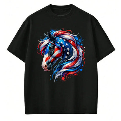 Best Horse Lover Shirt , Funny Horse UnisexT-Shirt/Hoodie/Sweatshirt HLT00 - Horse 4th of July Patriotic Horse Graphic American Flag T-Shirt