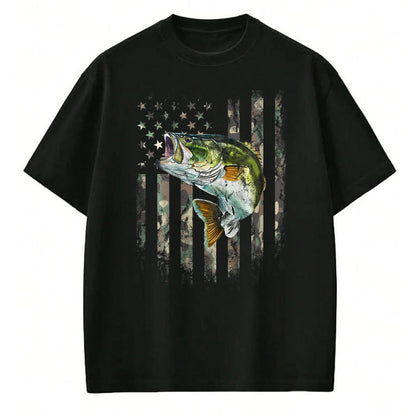 Funny Fishing Shirt, Gift For Fishing Lover Unisex T-Shirt/Hoodie/Sweatshirt HLT00 - American Flag Camo Bass Fish Fishing T-Shirt