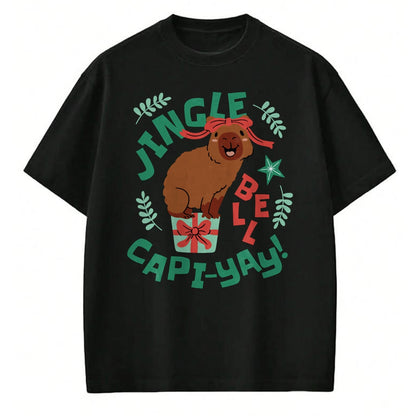 Cute Capybara Shirt, Funny Capybara Unisex T-Shirt/Hoodie/Sweatshirt HLT00 - Festive Capybara Long Sleeve T-Shirt