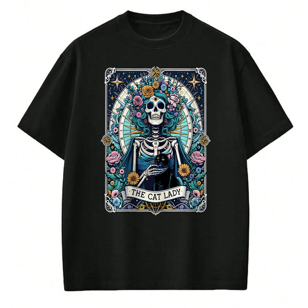 Cat Love Shirt, Funny Cat Lover Gift UnisexT-Shirt/Hoodie/Sweatshirt HLT00 - The Cat Lady Tarot Card Skeleton Cat Mom Cat Lover T-Shirt