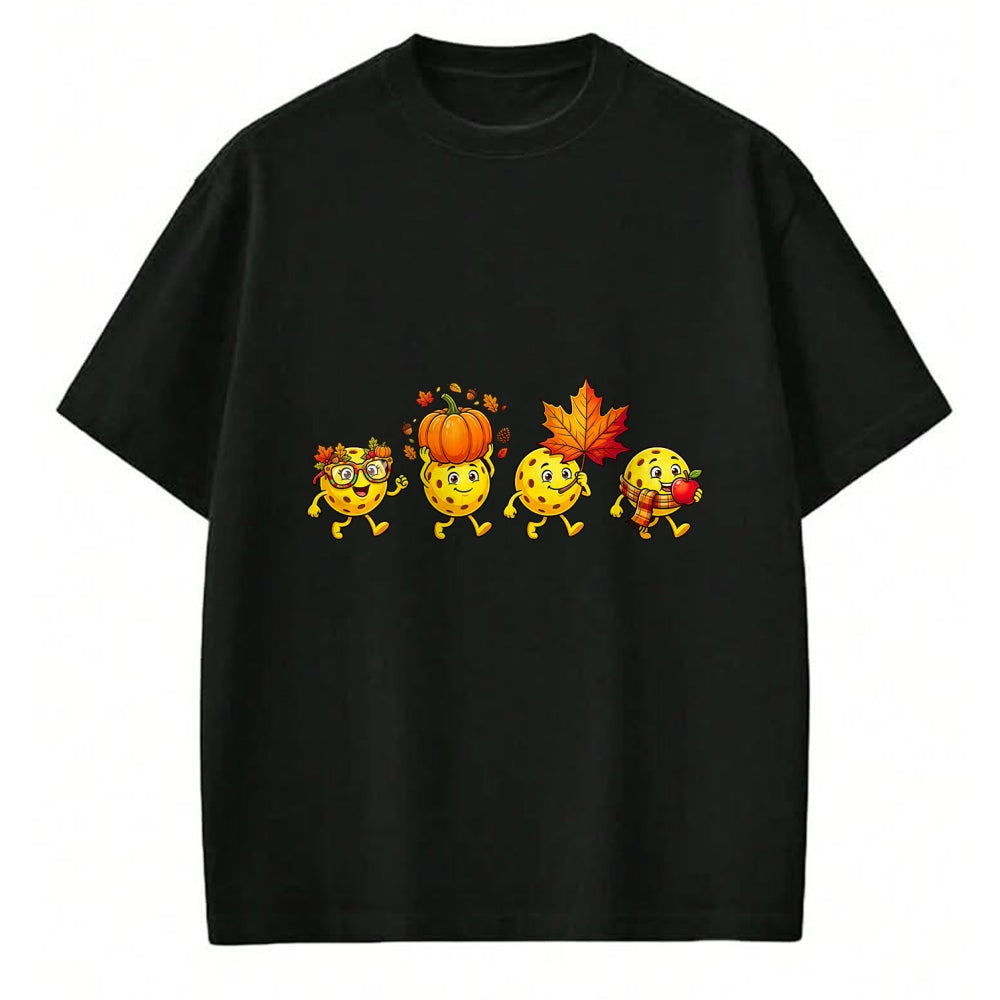 Funny Pickleball Shirt, Pickleball Lover Unisex T-Shirt/Hoodie/Sweatshirt HLT00 - Autumn Pumpkin Fall Pickleball Thanksgiving Womens Mens Kids T-Shirt