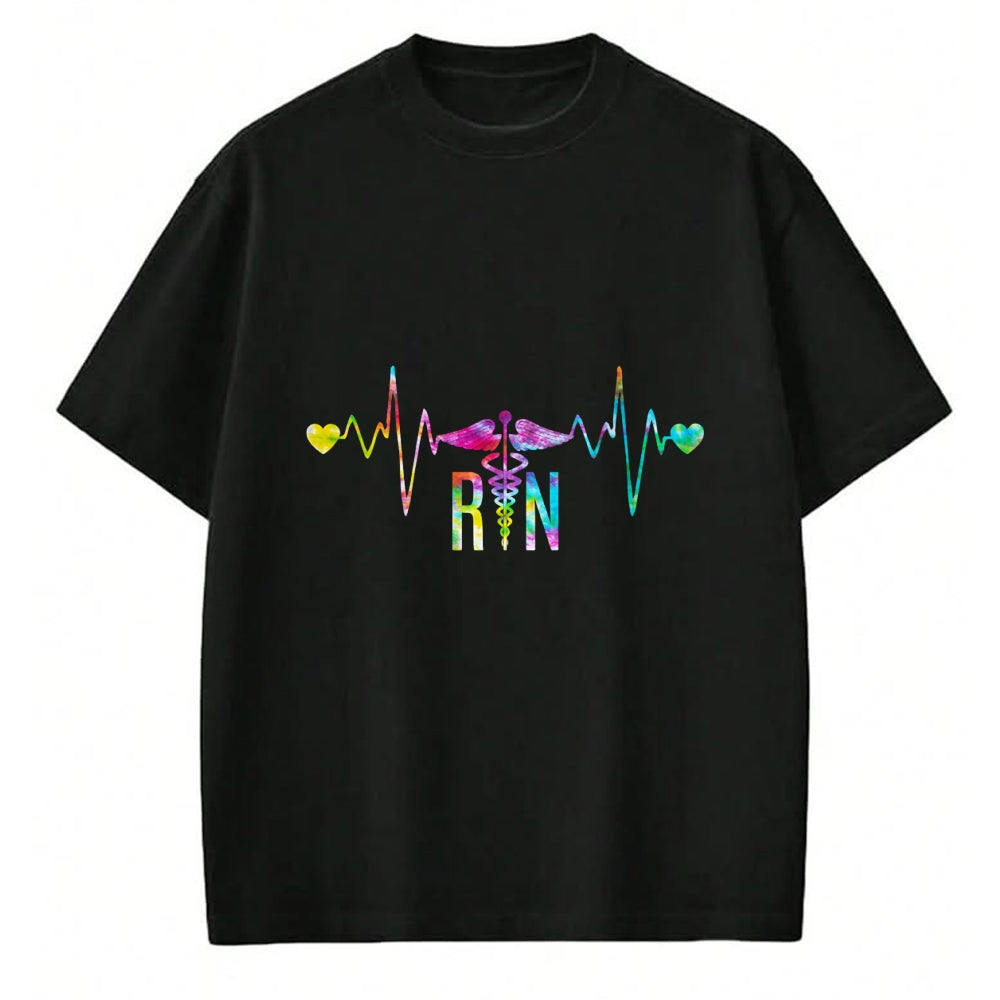Funny Nurse Shirt, Nurse Unisex T-Shirt/Hoodie/Sweatshirt HLT00 - Lovely RN Registered Nurse Tie Dye - Nurse Tshirts for Women Long Sleeve T-Shirt