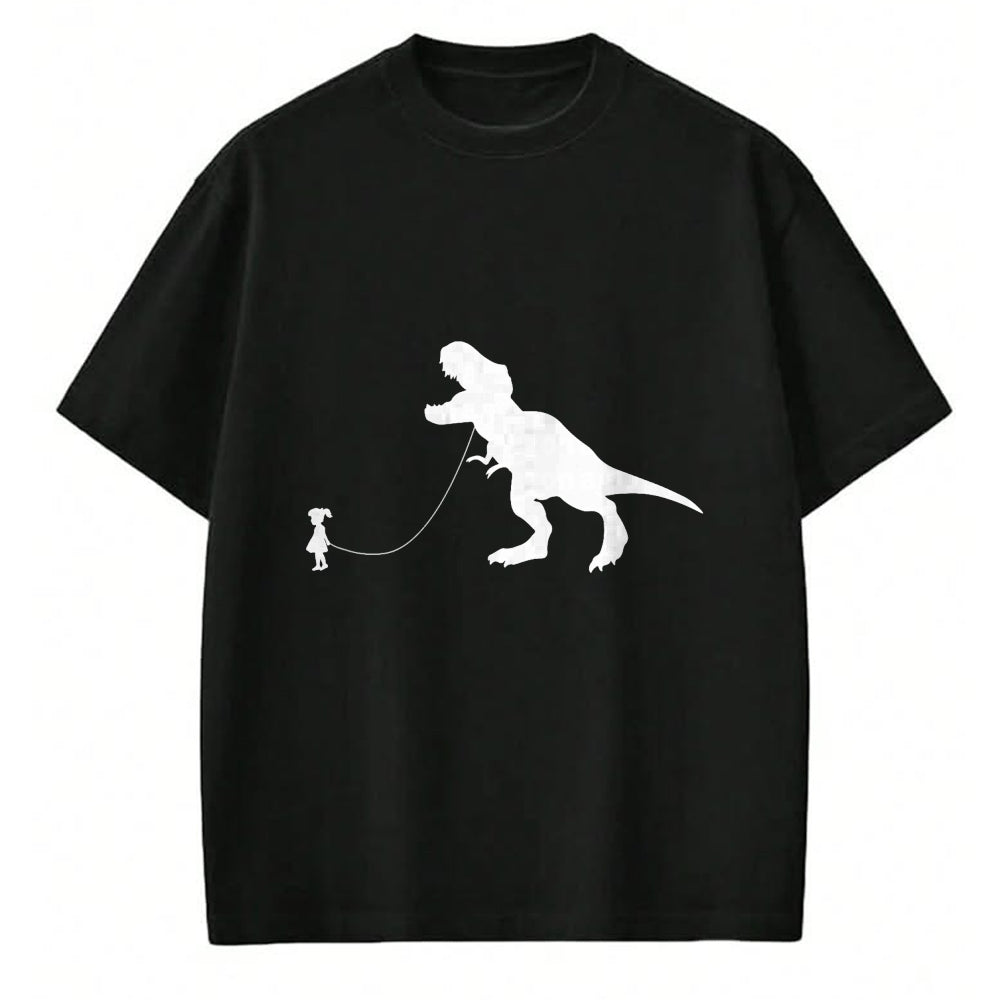 Best Dinosaur Lover Shirt, Funny Dinosaur UnisexT-Shirt/Hoodie/Sweatshirt HLT00 - T-Rex Dinosaur Pet on a Leach led by a Girl T-Shirt