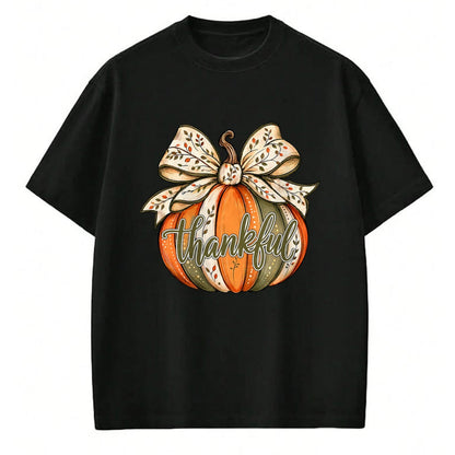 Best Thanksgiving Family Shirt , Funny Thanksgiving UnisexT-Shirt/Hoodie/Sweatshirt HLT00 - Thankful Pumpkin Bow Fall Autumn Thanksgiving Shirts Women T-Shirt