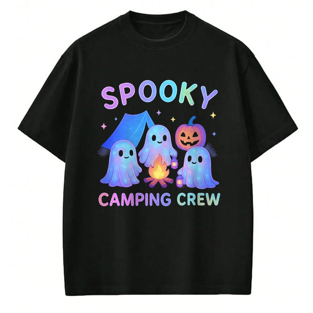 Funny Camping Shirt, Gift For Camping Lover Unisex T-Shirt/Hoodie/Sweatshirt HLT00 - Spooky Camping Crew Ghosts Halloween Campfire Vintage Boo T-Shirt