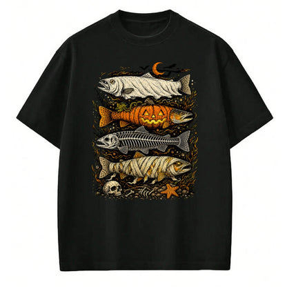 Funny Fishing Shirt, Gift For Fishing Lover Unisex T-Shirt/Hoodie/Sweatshirt HLT00 - Trout Fish Halloween Fishing Fisherman Spooky Season T-Shirt