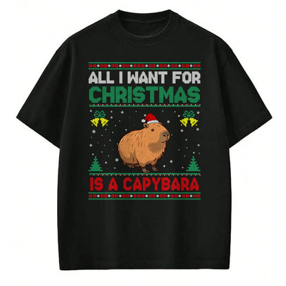 Cute Capybara Shirt, Funny Capybara UnisexT-Shirt/Hoodie/Sweatshirt HLT00 - All I Want for Christmas is A Capybara Ugly Sweater T-Shirt