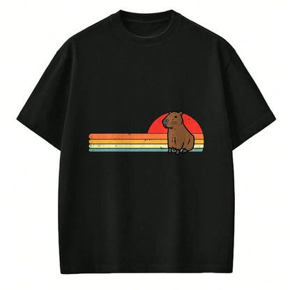 Cute Capybara Shirt, Funny Capybara UnisexT-Shirt/Hoodie/Sweatshirt HLT00 - Capybara Chest Sunset Retro Capy Rodent Men Women Kids Youth T-Shirt
