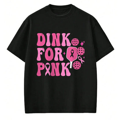 Funny Pickleball Shirt, Pickleball Lover Unisex T-Shirt/Hoodie/Sweatshirt HLT00 - Dink for Pink Breast Cancer Awareness Pickleball Ribbon Pink T-Shirt, Men, Black, 3X-Large