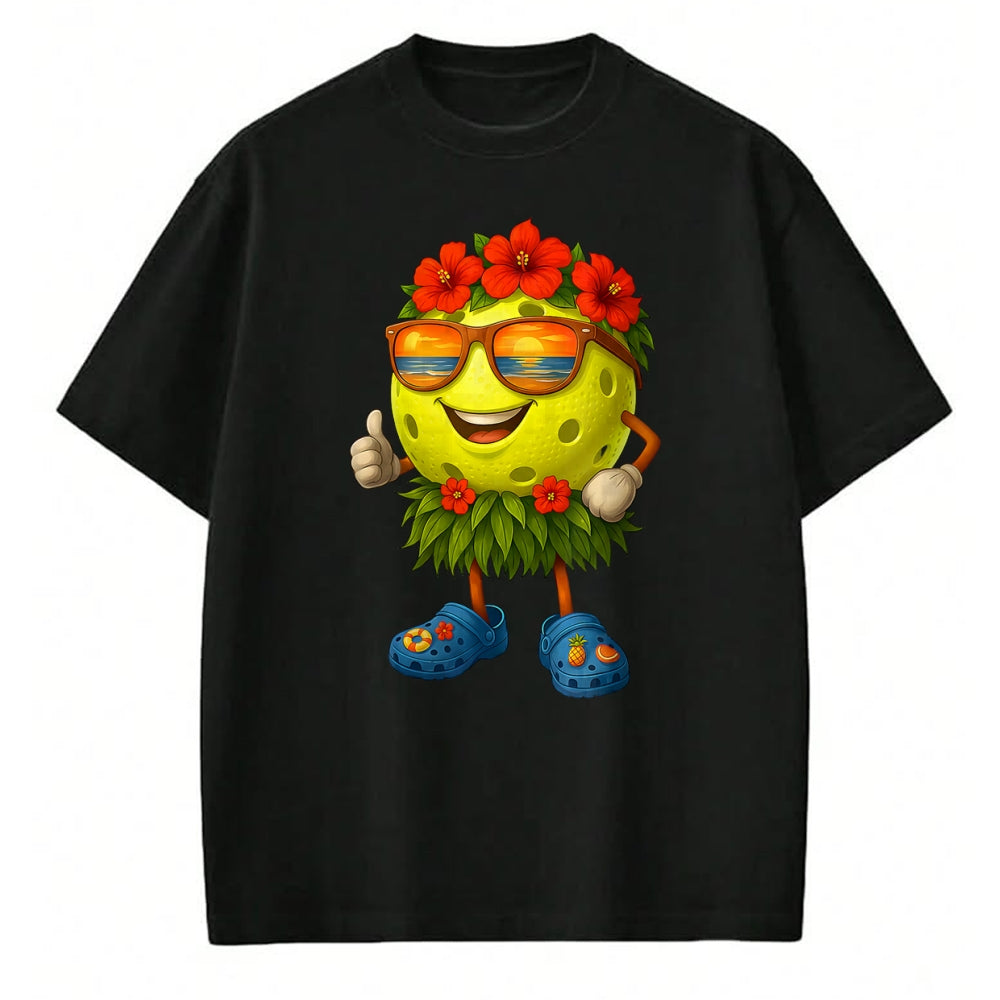 Funny Pickleball Shirt, Pickleball Lover Unisex T-Shirt/Hoodie/Sweatshirt HLT00 - Cute Hawaiian Pickleball Ball Tropical Beach Summer Vacation T-Shirt