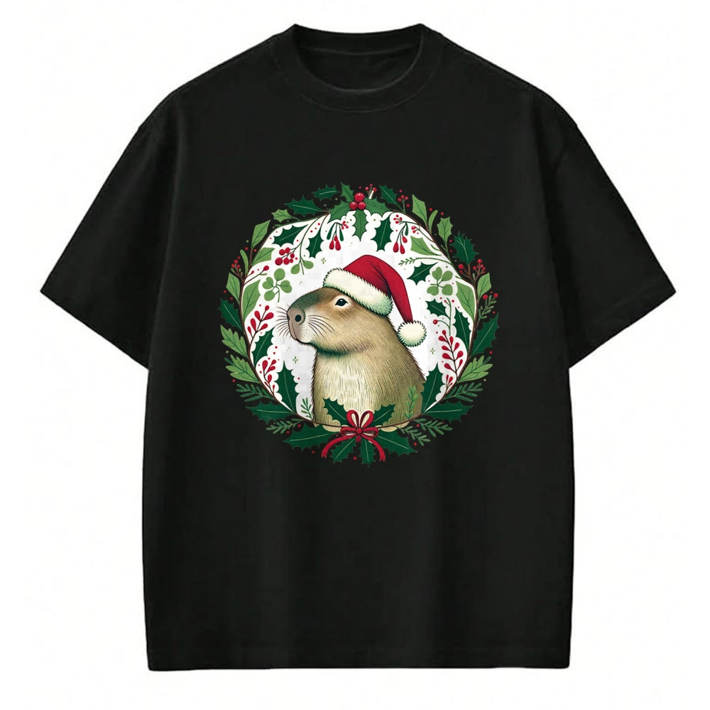 Cute Capybara Shirt, Funny Capybara Unisex T-Shirt/Hoodie/Sweatshirt HLT00 - Capybara Christmas illustration Long Sleeve T-Shirt (1)