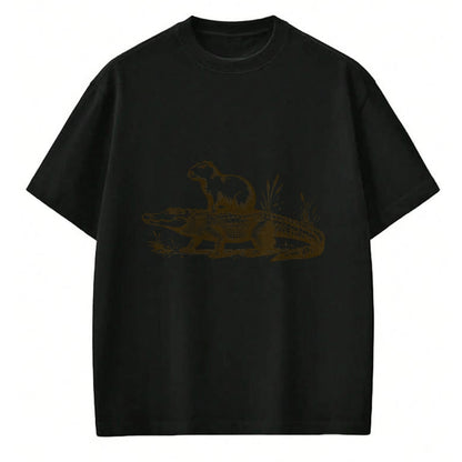 Cute Capybara Shirt, Funny Capybara Unisex T-Shirt/Hoodie/Sweatshirt HLT00 - Funny Capybara Riding an Alligator Men Women Capybara T-Shirt