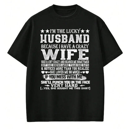 Best Wife Shirt, Wife and Husband Unisex T-Shirt/Hoodie/Sweatshirt HLT00 - Gift for wife T shirt, lucky wife   I Am A Lucky Husband I Have A Crazy Wife Christmas Birthday T-Sh (1)