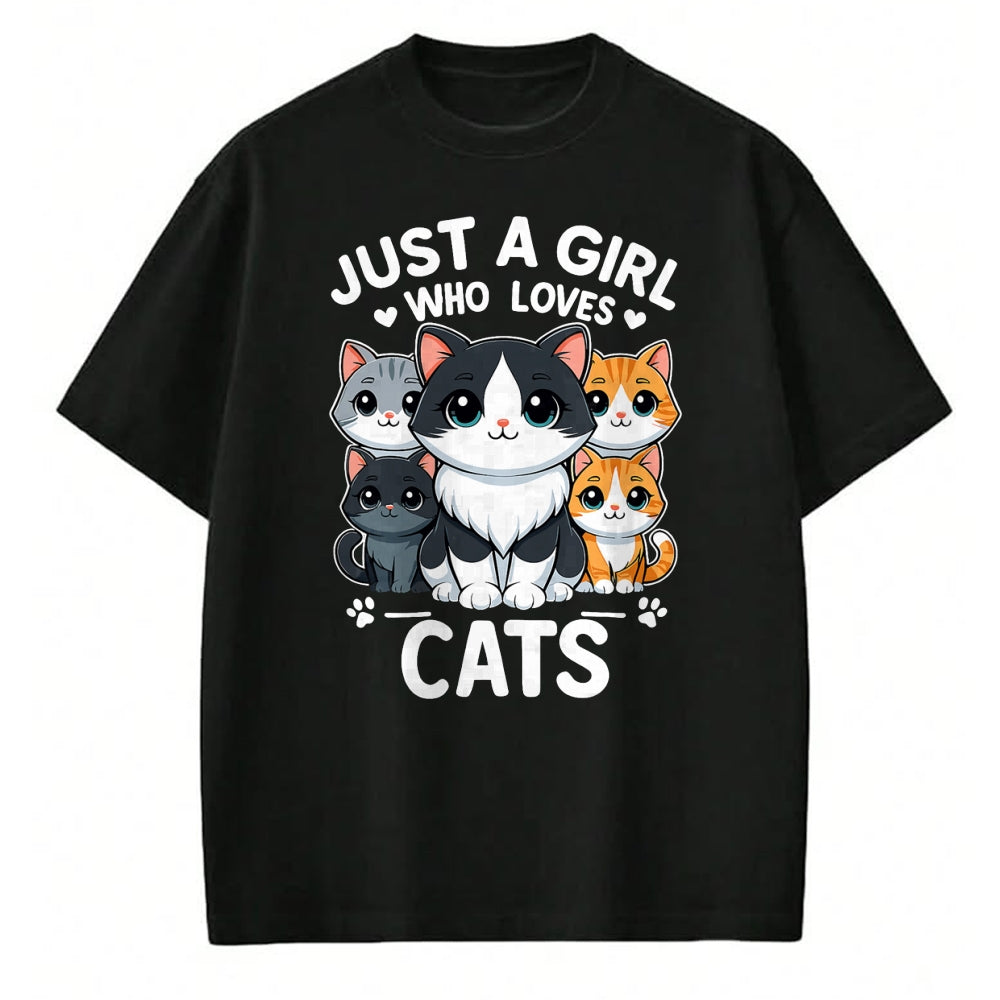 Cat Love Shirt, Funny Cat Lover Gift UnisexT-Shirt/Hoodie/Sweatshirt HLT00 - Just A Girl Who Loves Cats T-Shirt (1)
