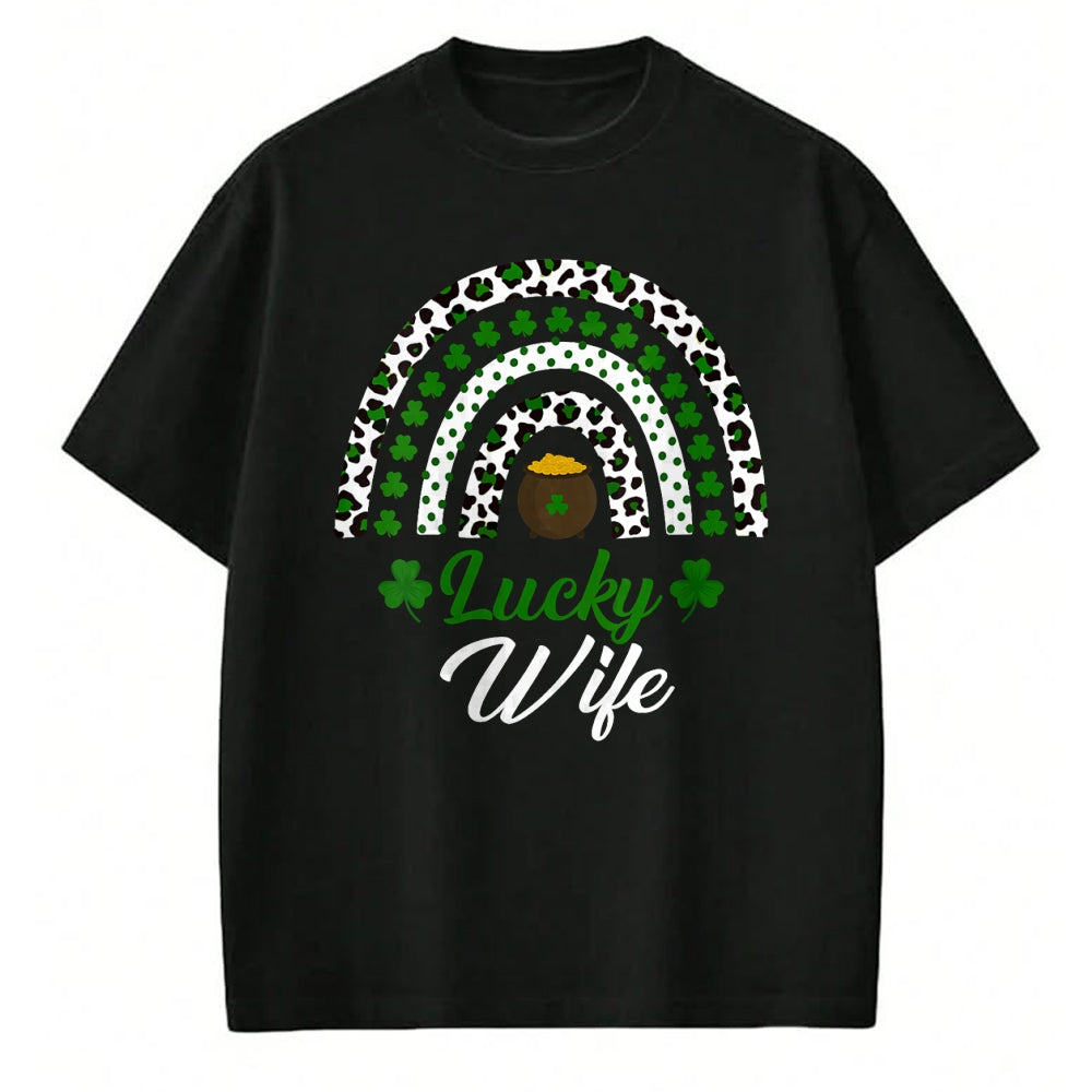 Best Wife Shirt, Wife and Husband Unisex T-Shirt/Hoodie/Sweatshirt HLT00 - Gift for wife T shirt, lucky wife   Womens Lucky Wife Rainbow St Patricks Day Lucky Wife V-Neck T-Sh