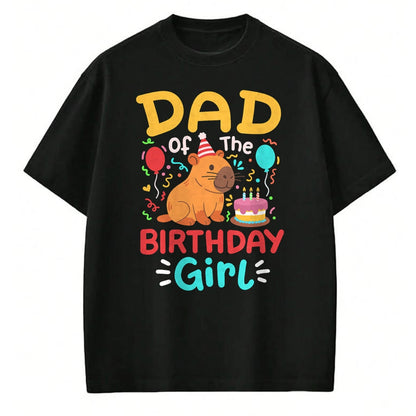 Cute Capybara Shirt, Funny Capybara Unisex T-Shirt/Hoodie/Sweatshirt HLT00 - Dad of The Birthday Girl Kids Cute Capybara Bday Family T-Shirt