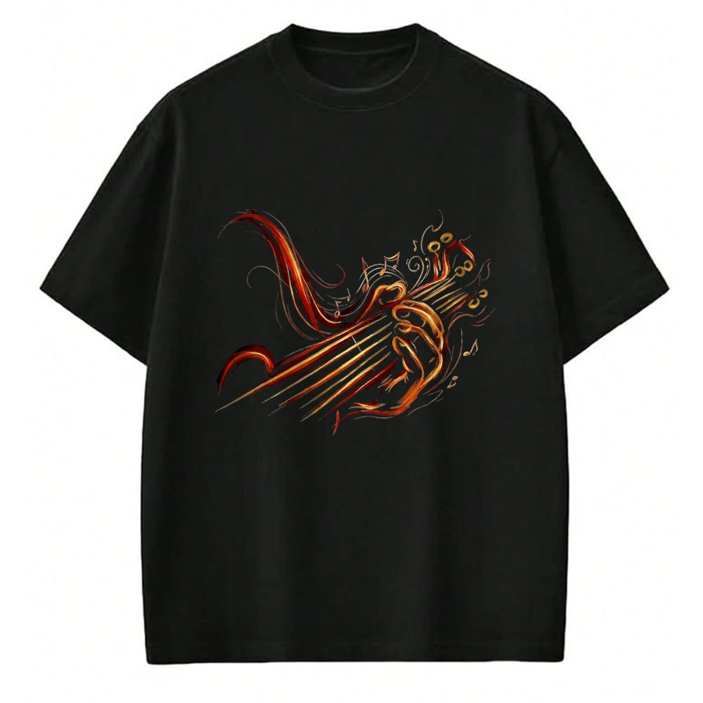 Guitar Lover Shirt, Funny Guitar UnisexT-Shirt/Hoodie/Sweatshirt HLT00 - Abstract Fire Guitar Art Playing Guitar Guitarist Music T-Shirt, Men, Black, 3X-Large