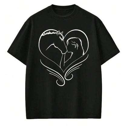 Best Horse Lover Shirt , Funny Horse UnisexT-Shirt/Hoodie/Sweatshirt HLT00 - Girl Kisses Horse Heart Rider Silhouette T-Shirt