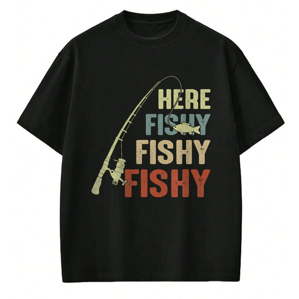 Funny Fishing Shirt, Gift For Fishing Lover Unisex T-Shirt/Hoodie/Sweatshirt HLT00 - Here Fishy Fishy Fishy Fishing Angler Deep Sea Fishing Funny T-Shirt