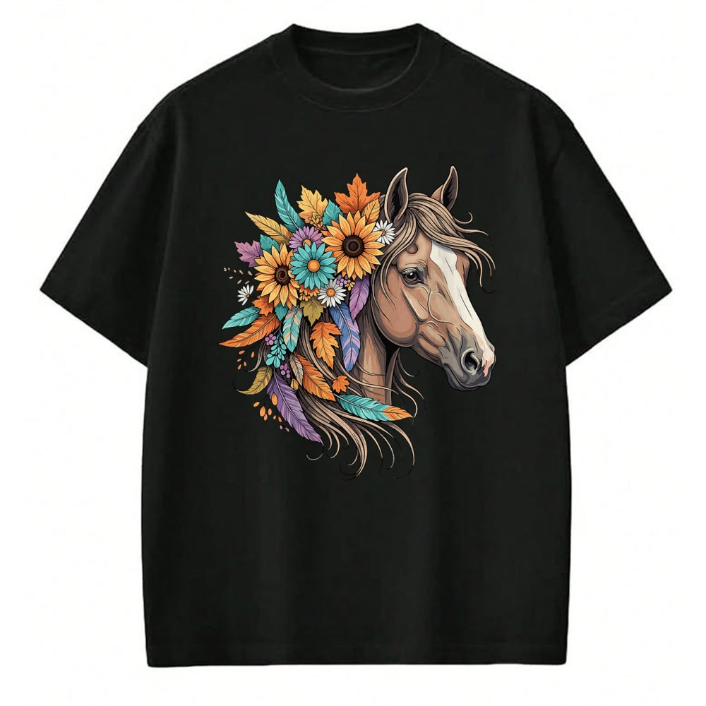 Best Horse Lover Shirt , Funny Horse UnisexT-Shirt/Hoodie/Sweatshirt HLT00 - Floral Wild Horse Country Horse Riding Women Girls T-Shirt