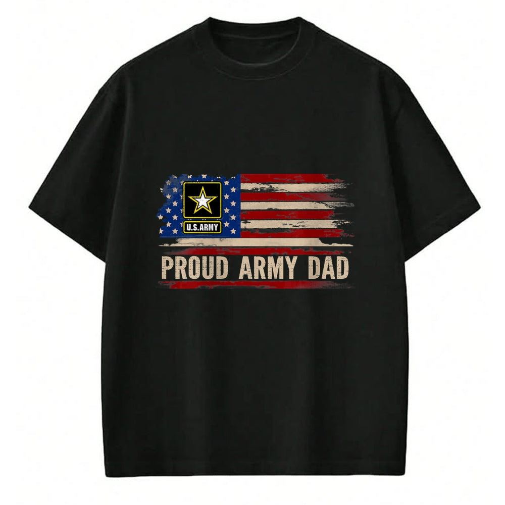 Gift for Dad Shirt, Funny Dad Unisex T-Shirt/Hoodie/Sweatshirt HLT00 – Vintage Proud Army Dad American Flag Veteran Gift T-Shirt