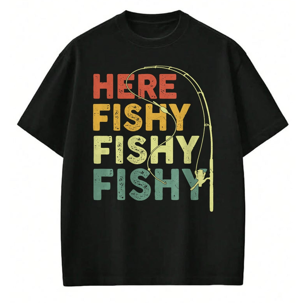 Funny Fishing Shirt, Gift For Fishing Lover Unisex T-Shirt/Hoodie/Sweatshirt HLT00 - Fishing Here-Fishy Bass Fish Dad Funny T-Shirt