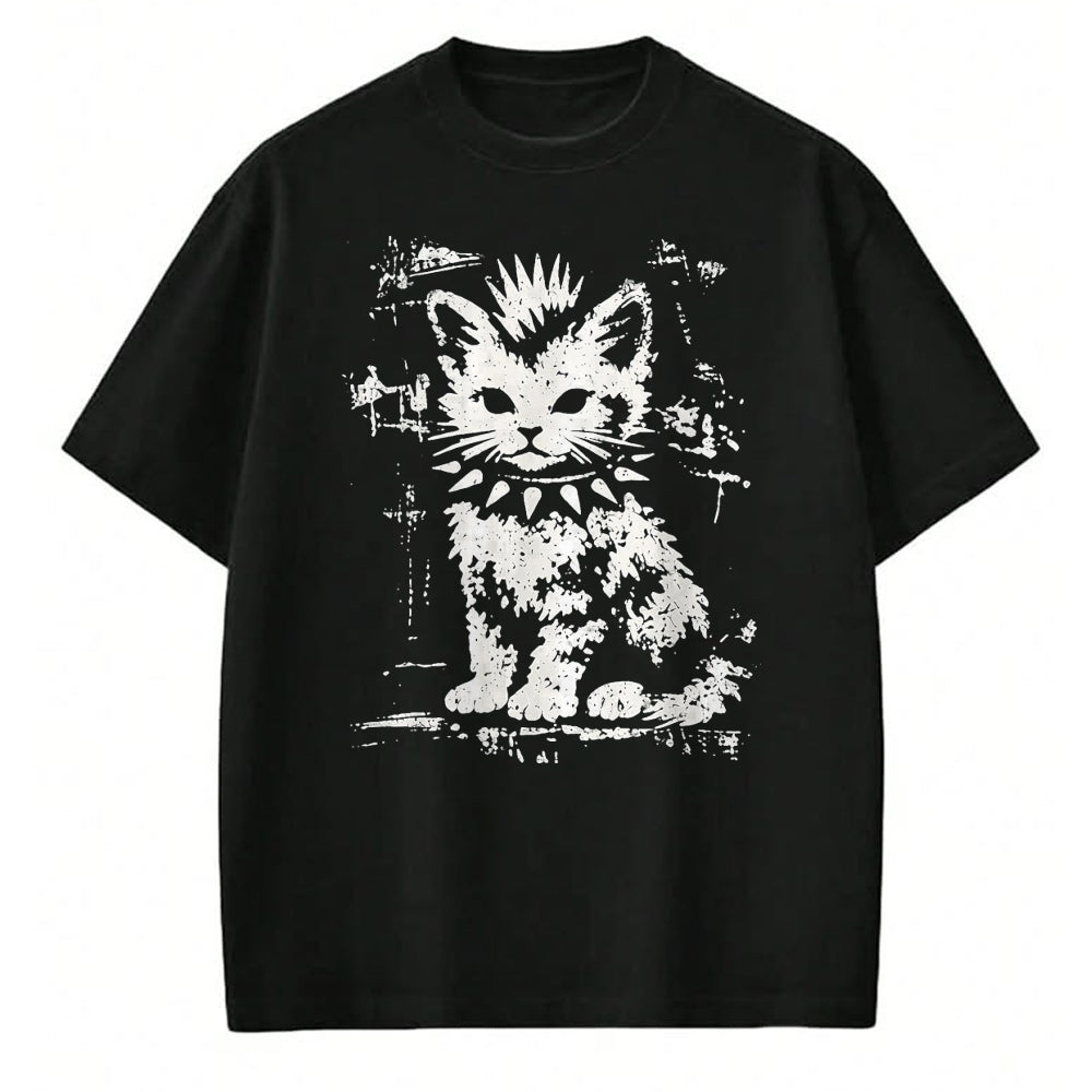 Cat Love Shirt, Funny Cat Lover Gift UnisexT-Shirt/Hoodie/Sweatshirt HLT00 - Punk Cat Grunge Rebel Cat Alternative Style T-Shirt, Women, Black, X-Large
