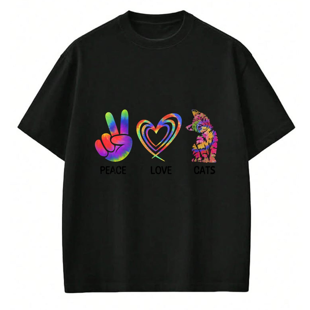 Cat Love Shirt, Funny Cat Lover Gift UnisexT-Shirt/Hoodie/Sweatshirt HLT00 - Peace Love Cats Funny Kitty Cat Lover T-Shirt (2)