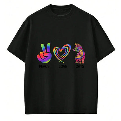 Cat Love Shirt, Funny Cat Lover Gift UnisexT-Shirt/Hoodie/Sweatshirt HLT00 - Peace Love Cats Funny Kitty Cat Lover T-Shirt (2)