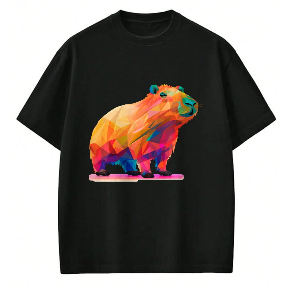 Cute Capybara Shirt, Funny Capybara Unisex T-Shirt/Hoodie/Sweatshirt HLT00 - Colorful Geometric Capybara Long Sleeve T-Shirt