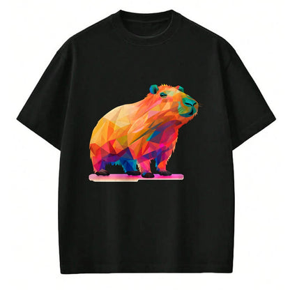 Cute Capybara Shirt, Funny Capybara Unisex T-Shirt/Hoodie/Sweatshirt HLT00 - Colorful Geometric Capybara Long Sleeve T-Shirt