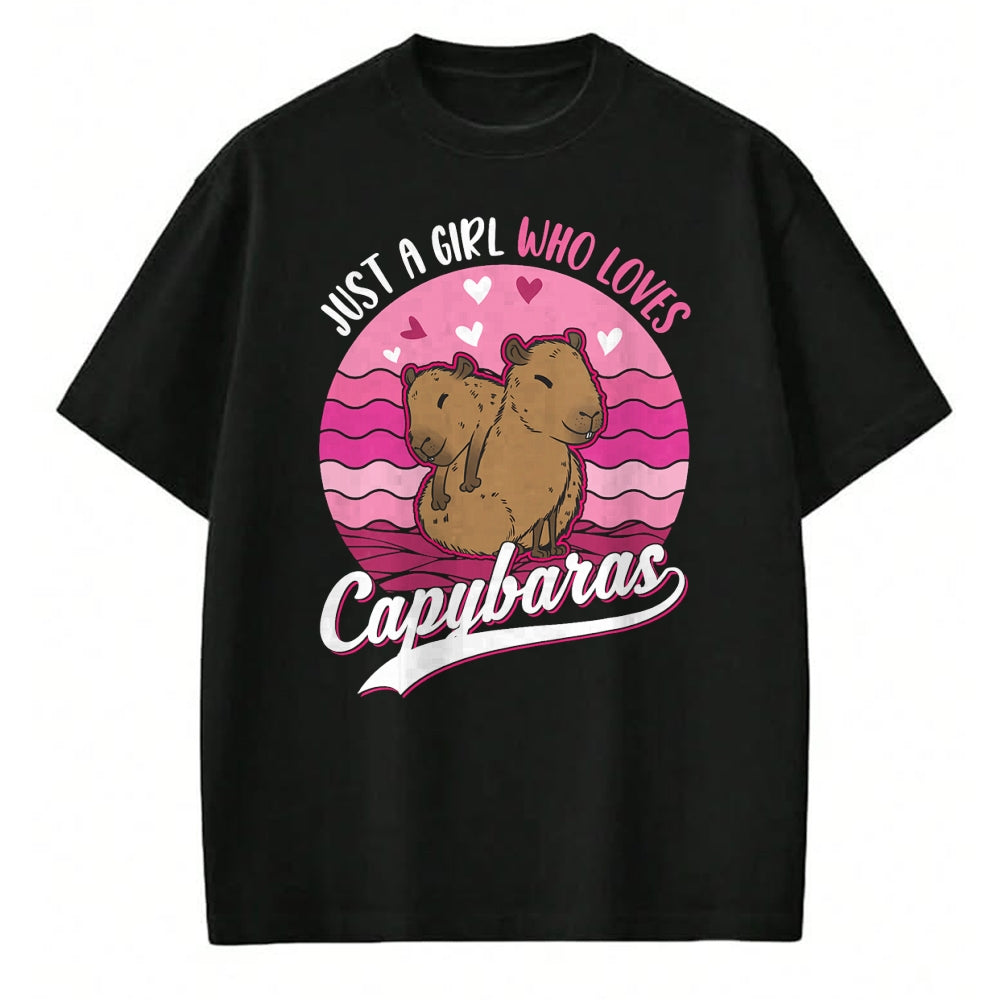 Cute Capybara Shirt, Funny Capybara Unisex T-Shirt/Hoodie/Sweatshirt HLT00 - Just a Girl who Loves Capybaras T-Shirt (7)